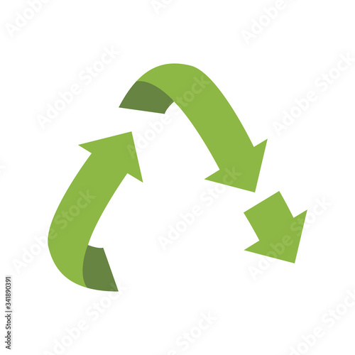 Vector downcycling sign, isolated on white background. Green reuse symbol for ecological design. Zero waste lifestyle.