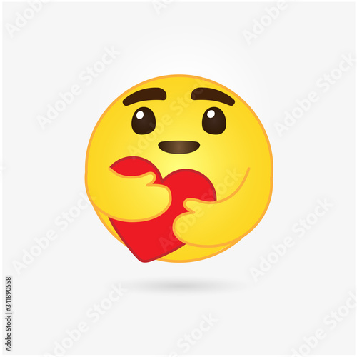 Hug the heart emoticons. flat style vector. icons isolated on white background.