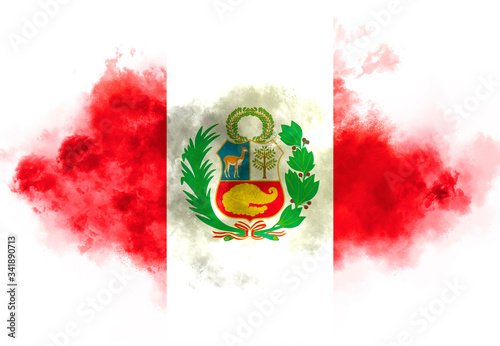 Bilde på lerret Peru flag performed from color smoke on the white background