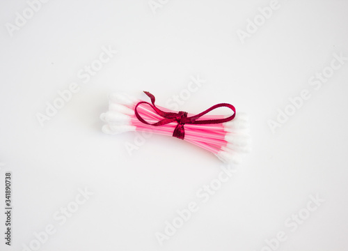 cotton buds, a set of cosmetic sticks on a white background