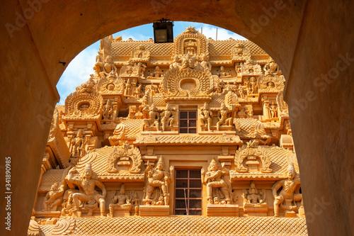 Gopura, monumental entrance tower, of Brihadisvara Temple, Thanjavur photo