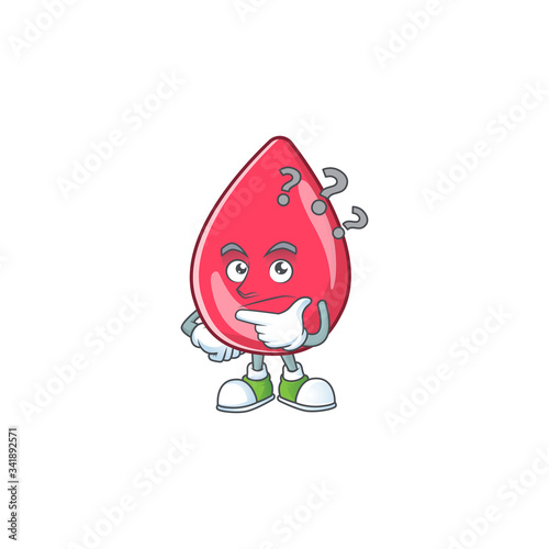 Red blood mascot design concept having confuse gesture