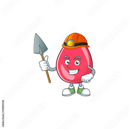 cartoon character design of red blood work as a miner