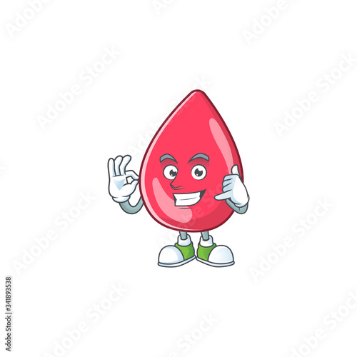 Red blood mascot cartoon design make a call gesture