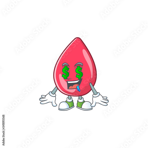 mascot character style of rich red blood with money eyes