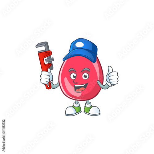 Mascot design concept of red blood work as smart Plumber