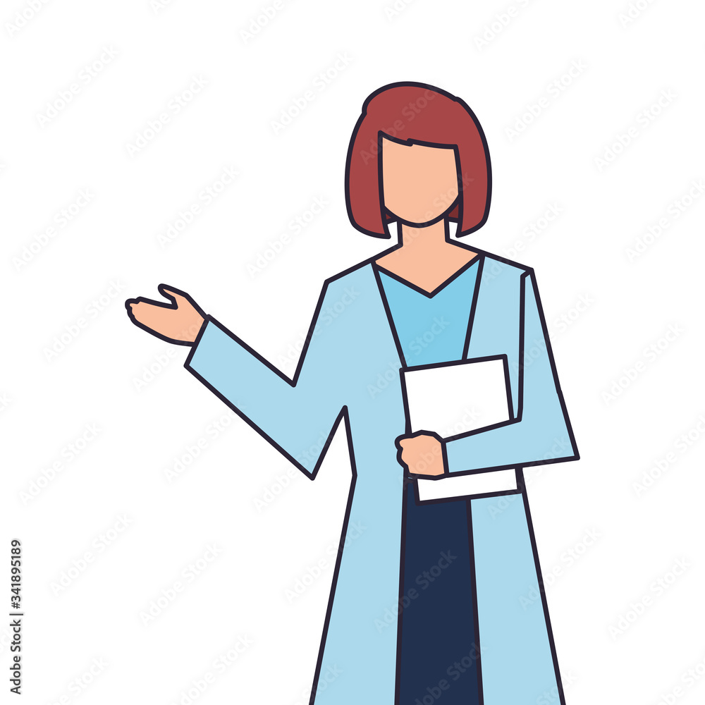 female doctor standing, medical staff, line and fill style icon female doctor standing, medical staff, line and fill style icon