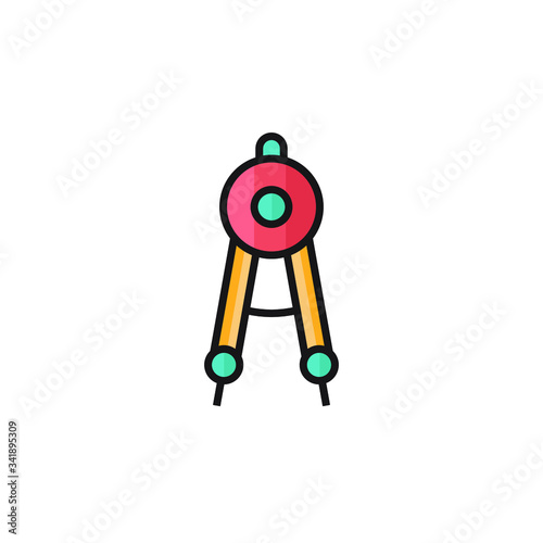 compass drawing icon vector illustration filled outline design