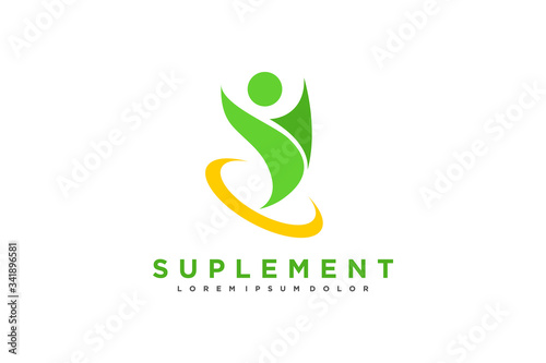 Human health vitamin suplement product logo design, Natural herbal treatment clinic icon symbol.