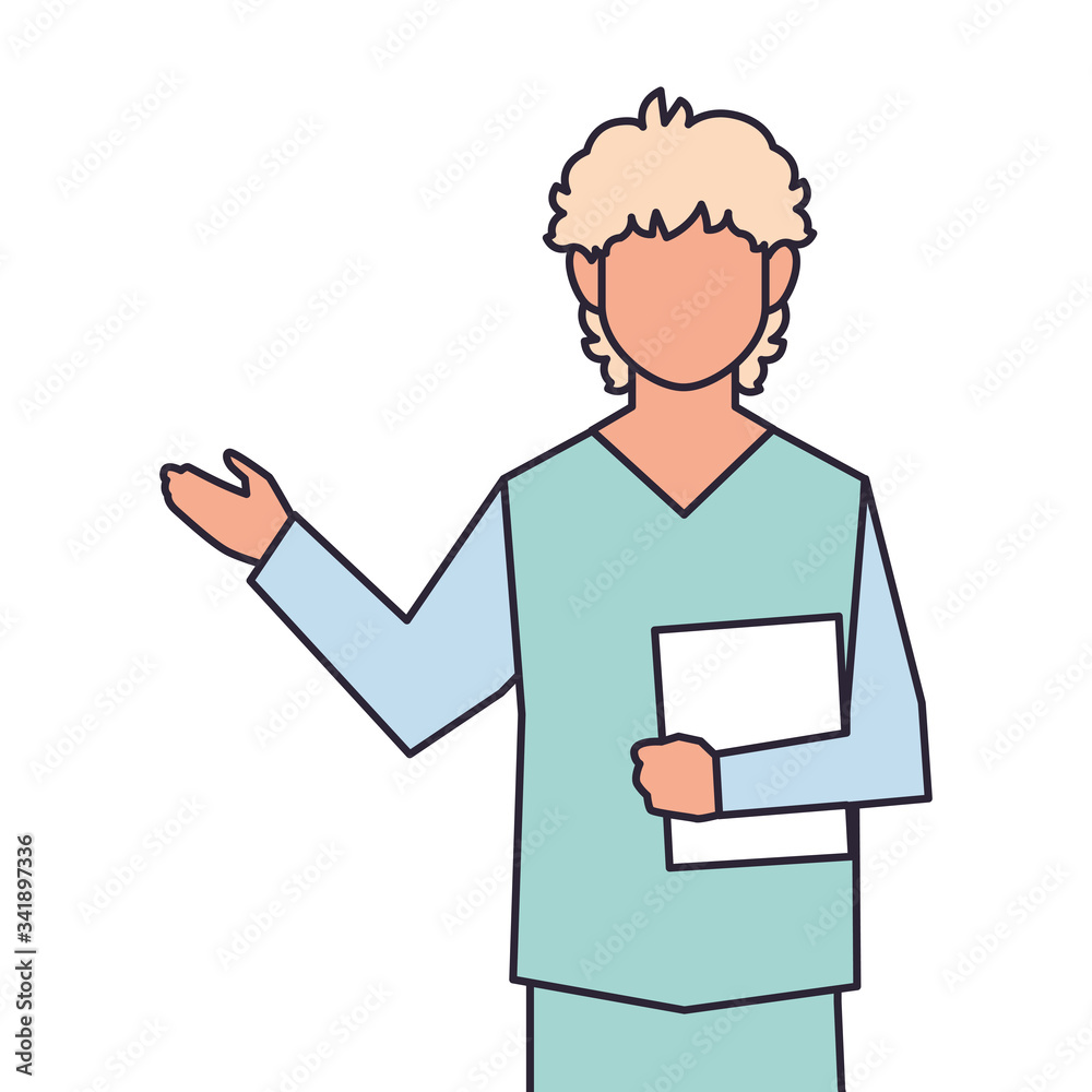 man doctor standing, medical staff, line and fill style icon man doctor standing, medical staff, line and fill style icon