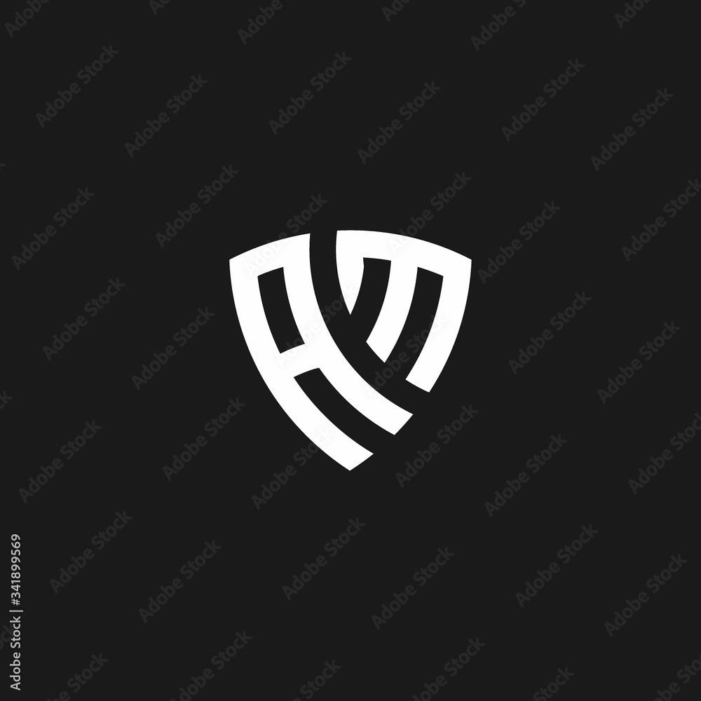 AM monogram logo with shield shape AM monogram logo with shield shape