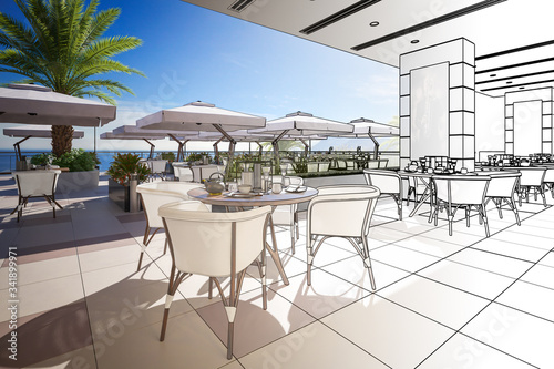 Outdoor Terrace Bar & Restaurant (concept) - 3d visualization © 4th Life Photography