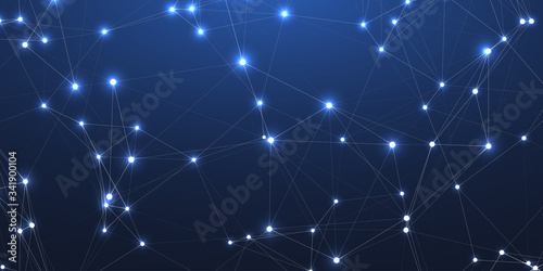 Plexus Network Connections Lines Technology Concept Icon with Lights