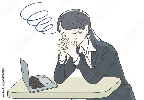 社会人が仕事で悩むうつむき姿_上半身のみ
