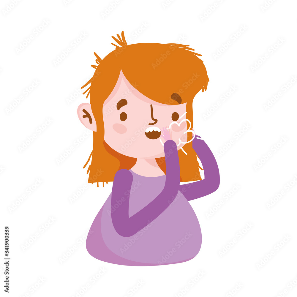 Isolated woman with dry cough vector design