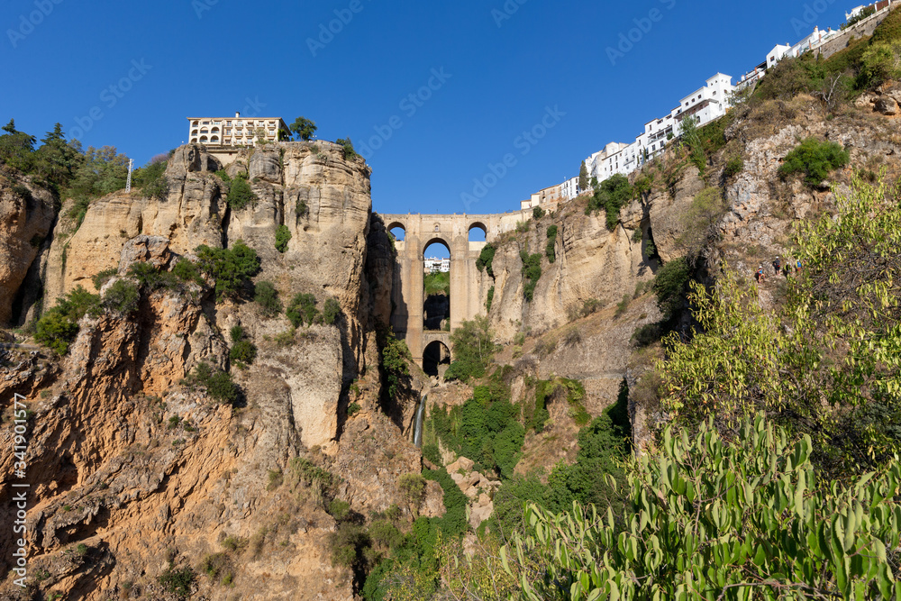 The famous Puente Nuevo over the gorge El Tajo in Ronda, one of the famous white towns of Andalusia, Spain.