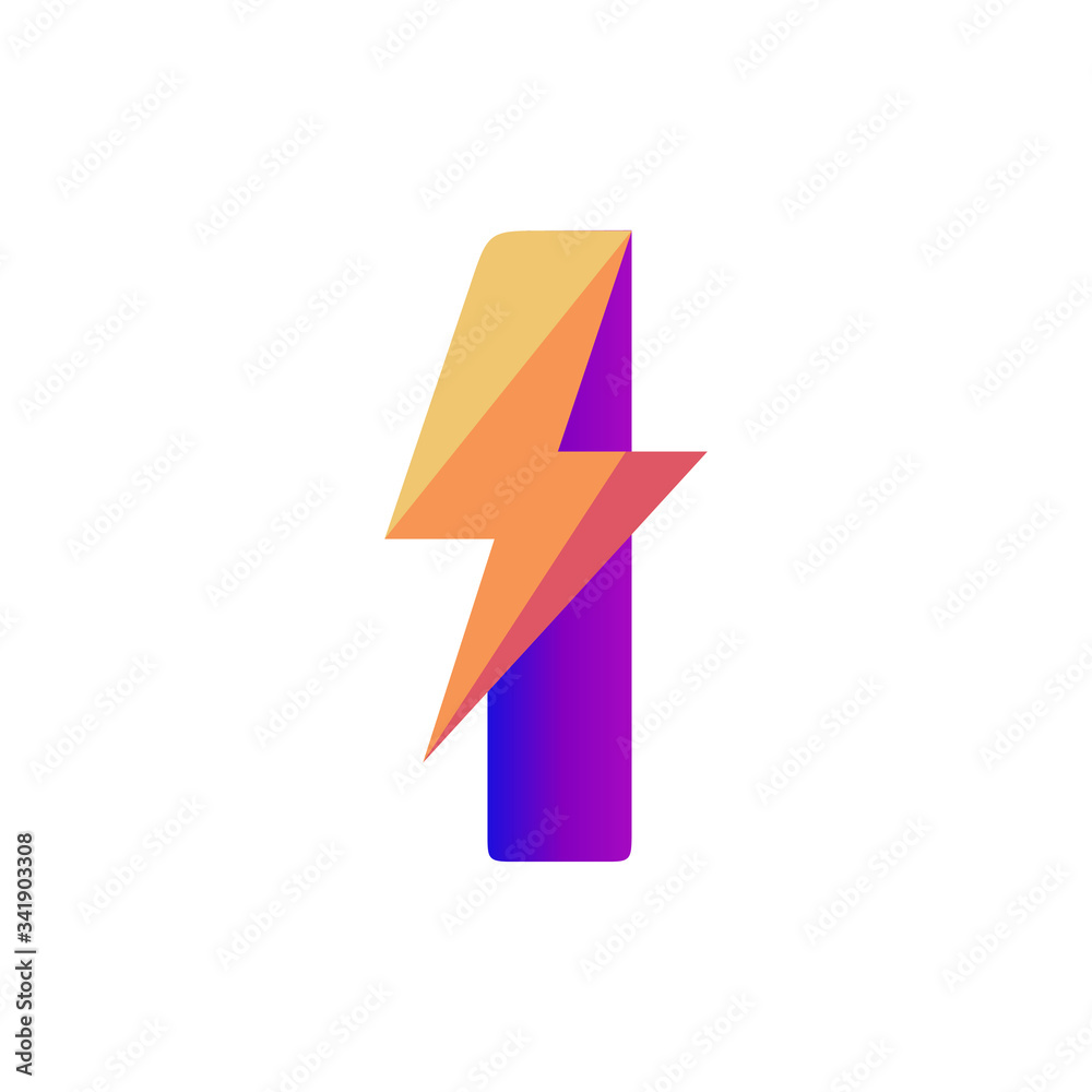 Letter I Lightning Vector Logo Design Template Letter I Lightning Vector Logo Design Template