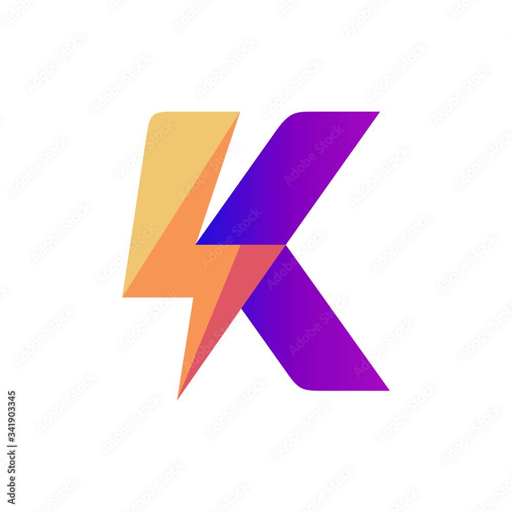 Letter K Lightning Vector Logo Design Template Letter K Lightning Vector Logo Design Template