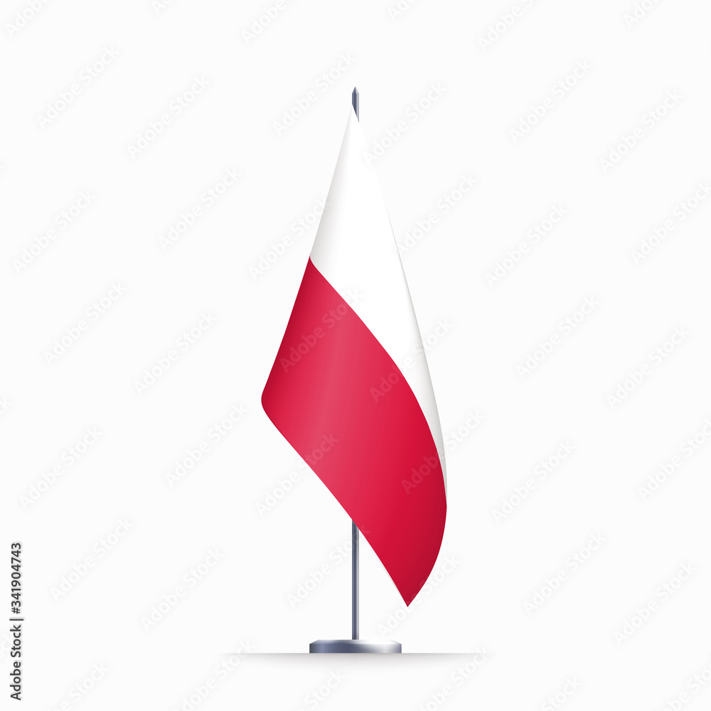 Poland flag state symbol isolated on background national banner. Greeting card National Independence Day of the Republic of Poland. Illustration banner with realistic state flag. Poland flag state symbol isolated on background national banner. Greeting card National Independence Day of the Republic of Poland. Illustration banner with realistic state flag.