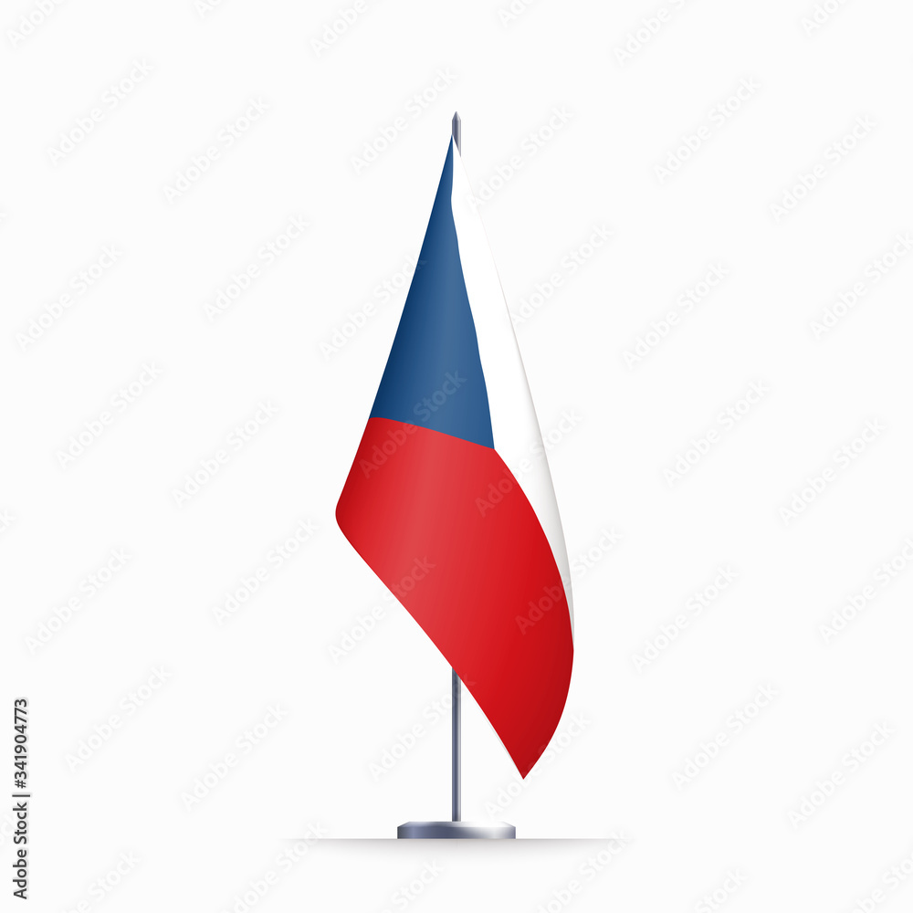 Czechia flag state symbol isolated on background national banner. Greeting card National Independence Day of the Czech Republic. Illustration banner with realistic state flag. Czechia flag state symbol isolated on background national banner. Greeting card National Independence Day of the Czech Republic. Illustration banner with realistic state flag.
