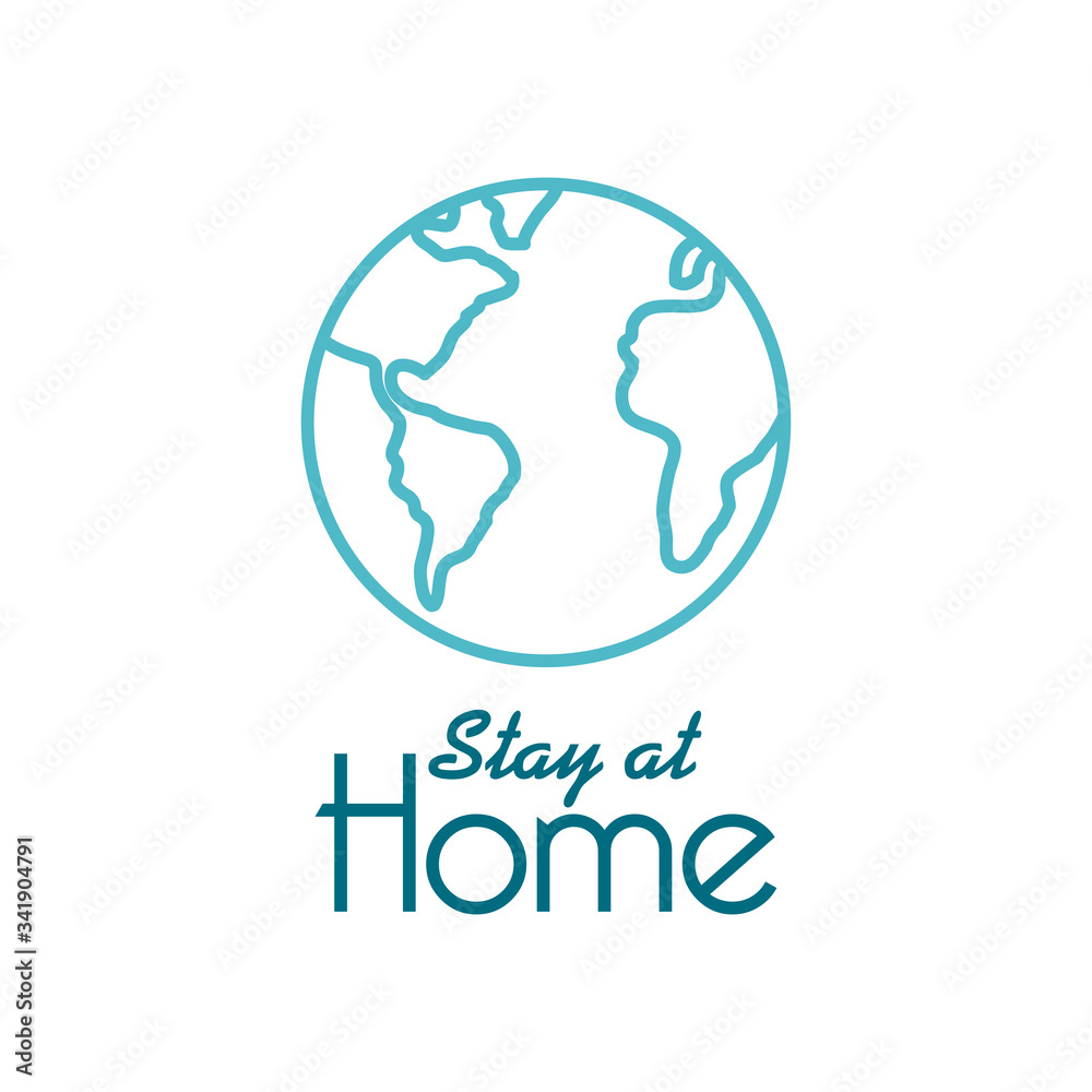 Stay home concept, Lettering typography and earth planet icon, colorful design Stay home concept, Lettering typography and earth planet icon, colorful design