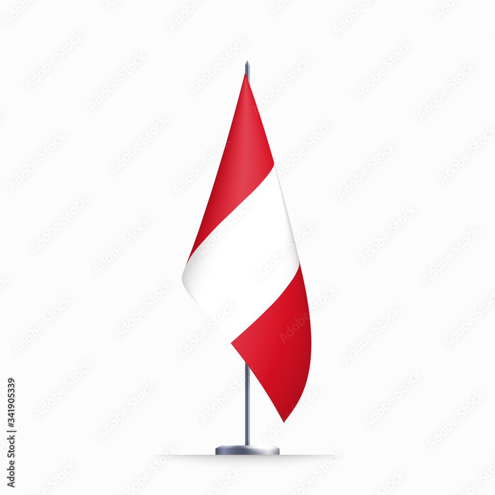 Peru flag state symbol isolated on background national banner. Greeting card National Independence Day of the Republic of Peru. Illustration banner with realistic state flag. Peru flag state symbol isolated on background national banner. Greeting card National Independence Day of the Republic of Peru. Illustration banner with realistic state flag.