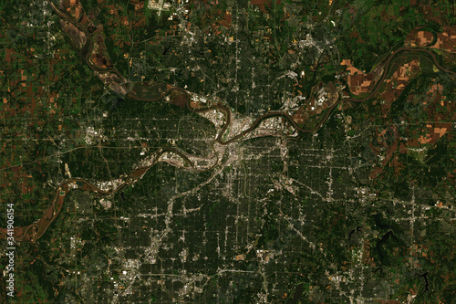 High resolution satellite image of Kansas City, USA - contains modified Copernicus Sentinel Data (2019) photo