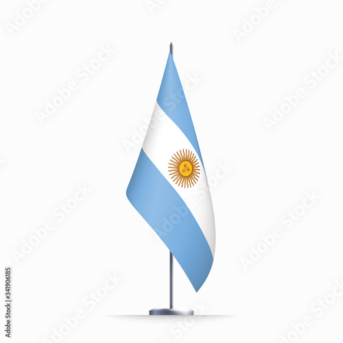 Argentina flag state symbol isolated on background national banner. Greeting card National Independence Day of the Argentine Republic. Illustration banner with realistic state flag.