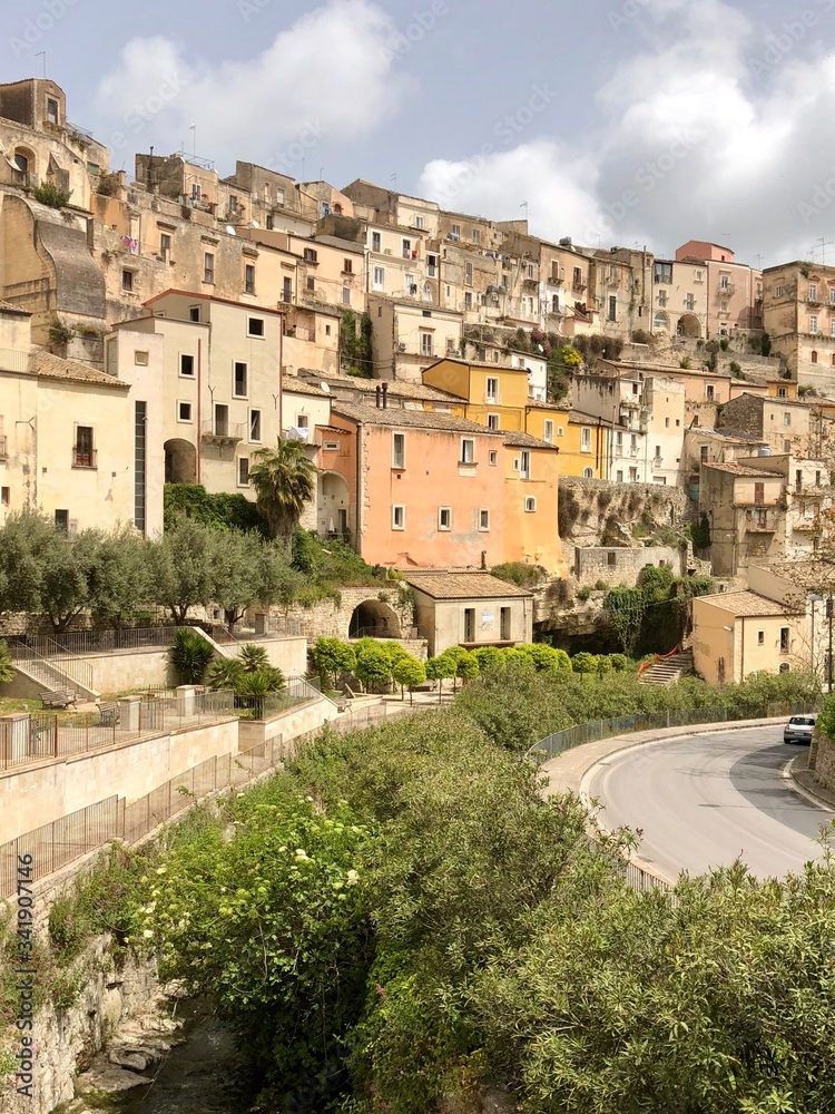 View on ancient town Ragusa in Sicily, Italy