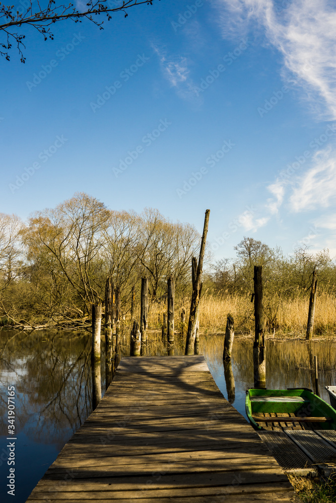 landing bridge at the lake scenic view