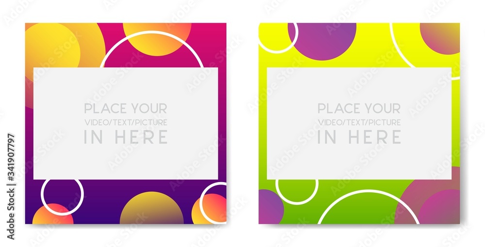 Creative circle element square banner background Trendy gradient shapes composition