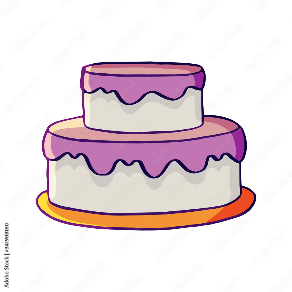 Vector cartoon celebration two-tier cake with cream. Two-story cake icon,  logotype for cake shop, bakery, pastry shop, confectionery, birthday card.  Stock illustration isolated on a white background. Stock Vector | Adobe  Stock