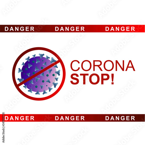 Stop Coronavirus Bacteria Novel. Danger covid-19. Vector illustration