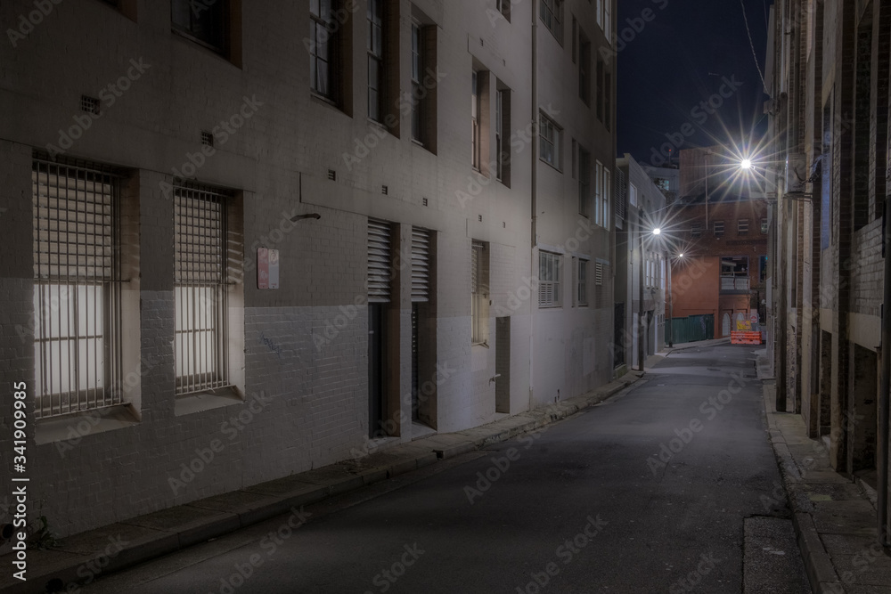 narrow old street at night