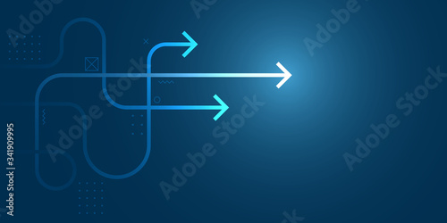 Abstract arrows direction illustration, copy space composition, business leader concept.