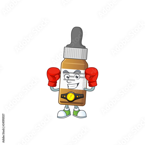 A sporty liquid bottle boxing athlete cartoon mascot design style