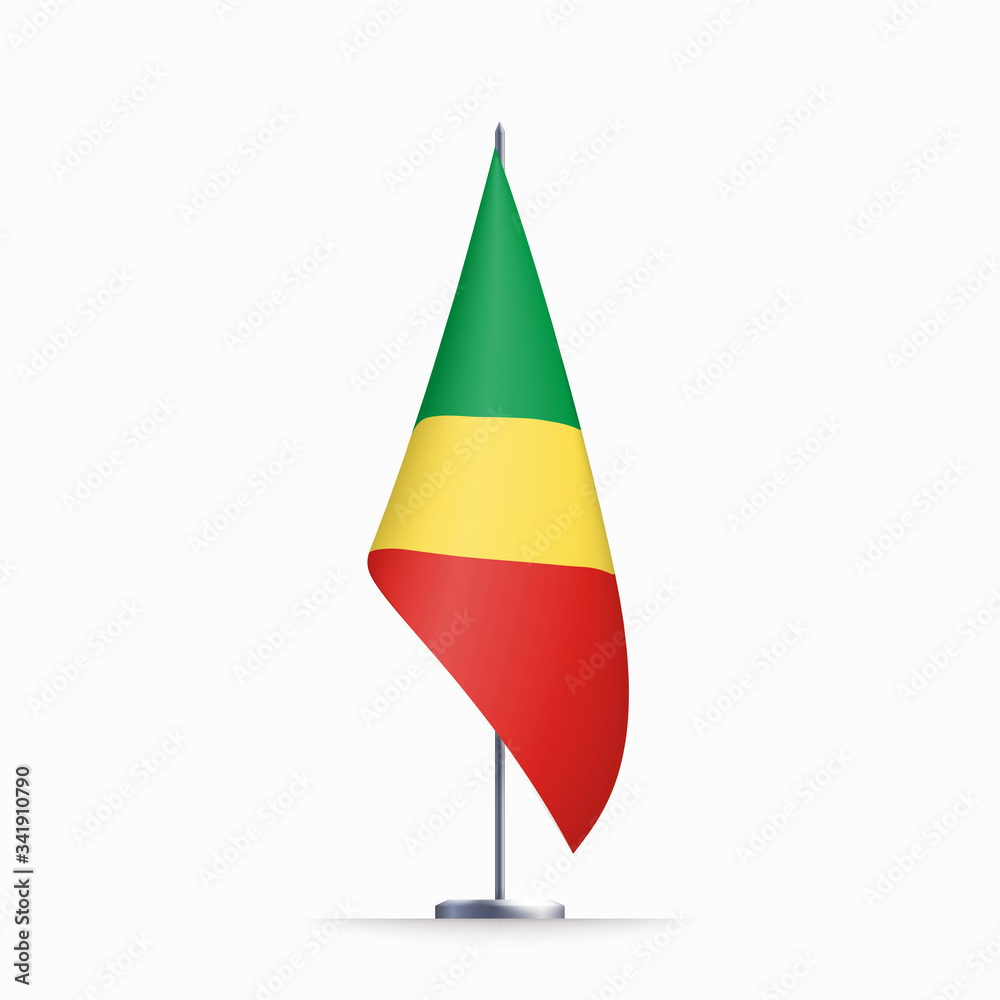 Congo flag state symbol isolated on background national banner. Greeting card National Independence Day of the Republic of the Congo. Illustration banner with realistic state flag. Congo flag state symbol isolated on background national banner. Greeting card National Independence Day of the Republic of the Congo. Illustration banner with realistic state flag.