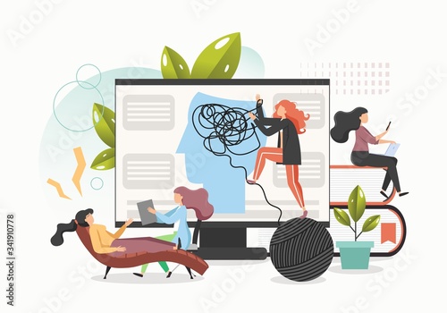 Psychology concept vector flat style design illustration