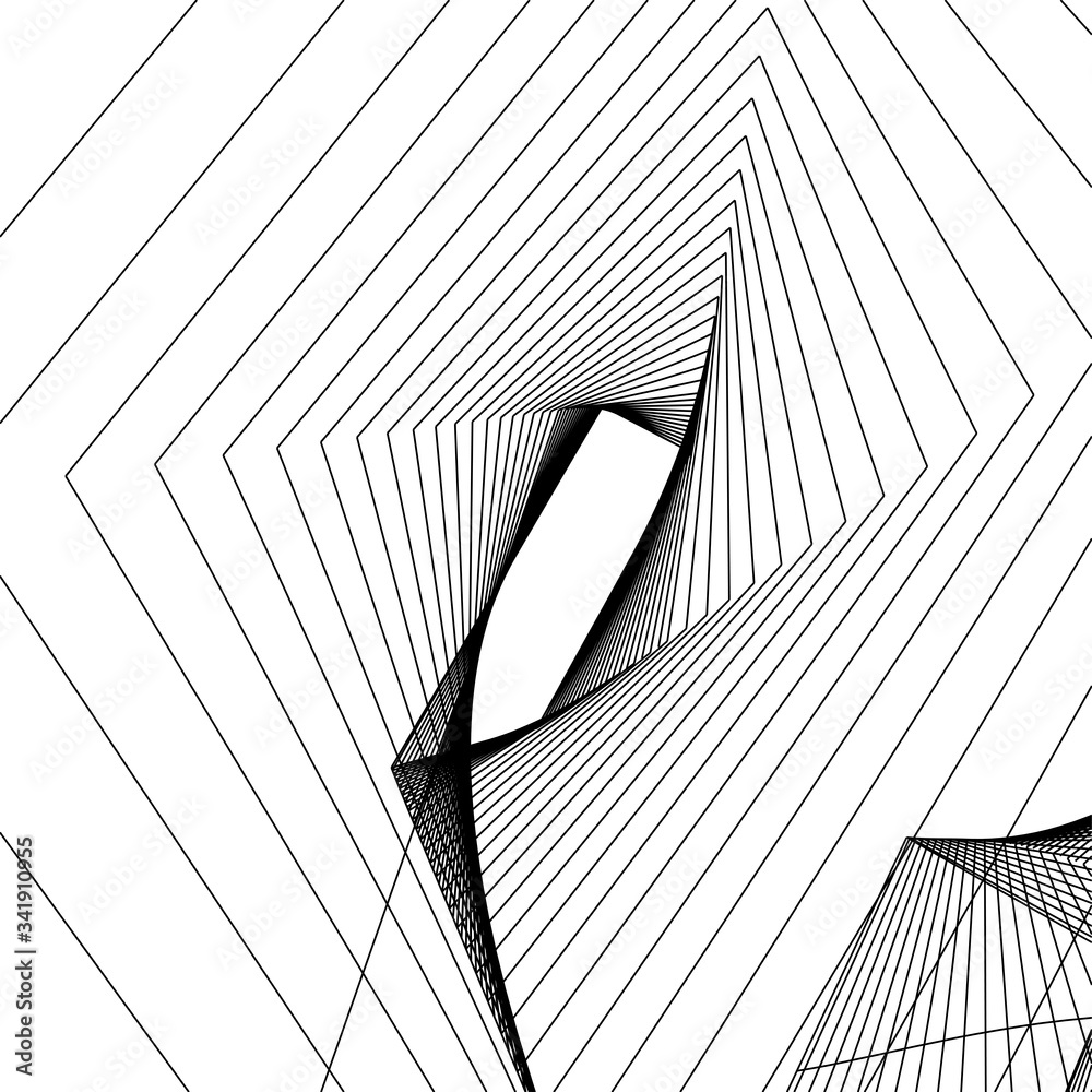 Obraz premium Geometric shapes in abstract stripes pattern Shows the movement of modern buildings. Vector illustration.
