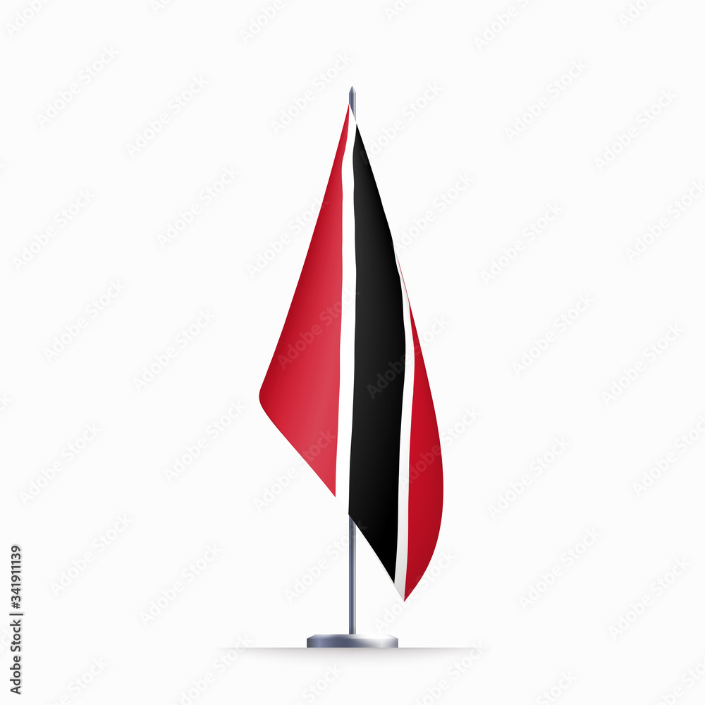 Trinidad and Tobago flag state symbol isolated on background national banner. Greeting card National Independence Day of Republic of Trinidad and Tobago. Illustration banner with realistic state flag. Trinidad and Tobago flag state symbol isolated on background national banner. Greeting card National Independence Day of Republic of Trinidad and Tobago. Illustration banner with realistic state flag.
