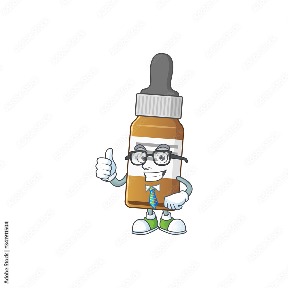 Cartoon character design of liquid bottle successful businessman