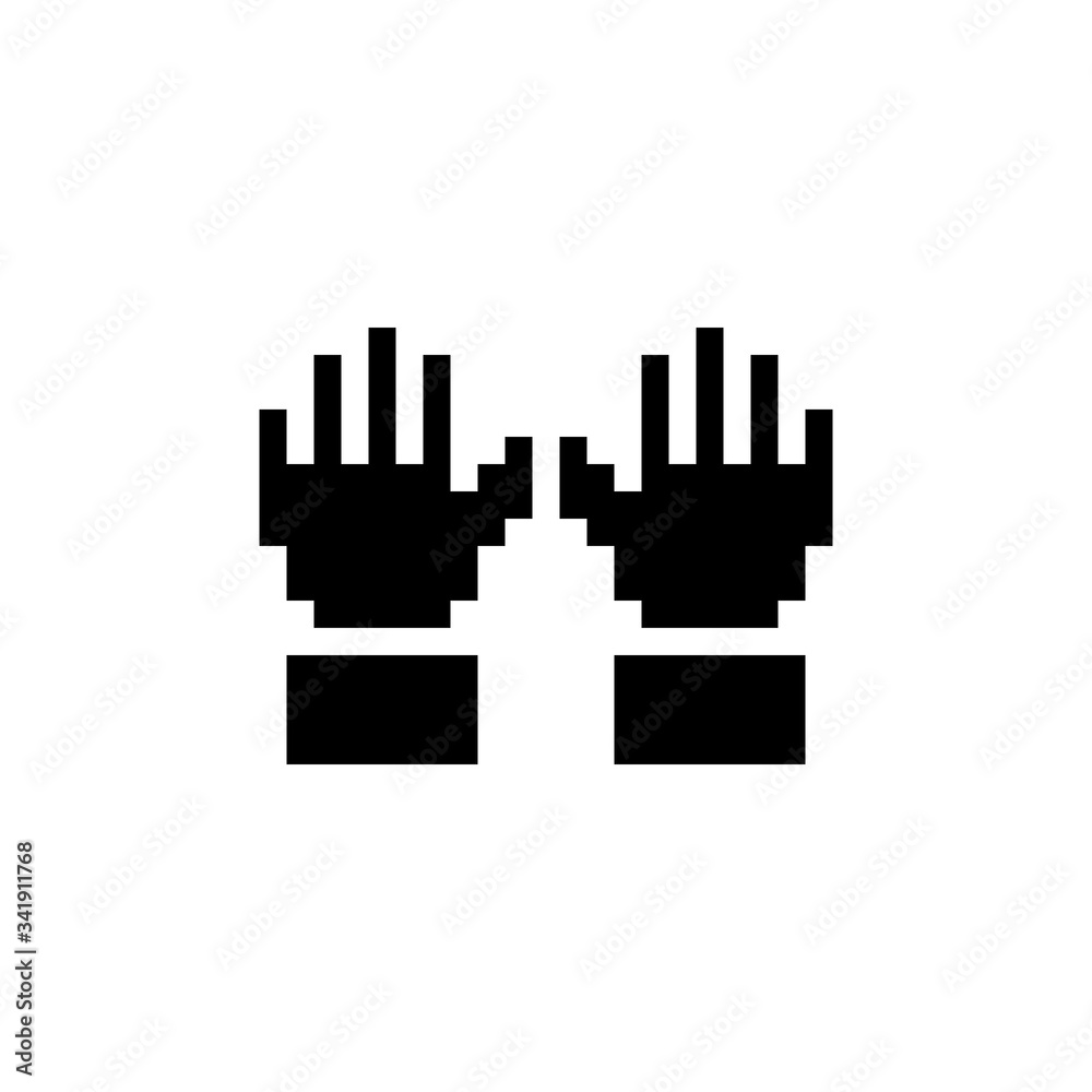 Gardening gloves. Pixel icon. Clothes vector illustration Gardening gloves. Pixel icon. Clothes vector illustration