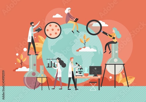 Scientific research, vector flat style design illustration
