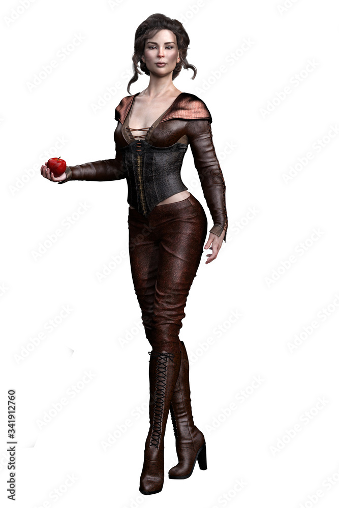 Medieval Fantasy Warrior Woman on isolated white background, 3D illustration, 3D Rendering Medieval Fantasy Warrior Woman on isolated white background, 3D illustration, 3D Rendering