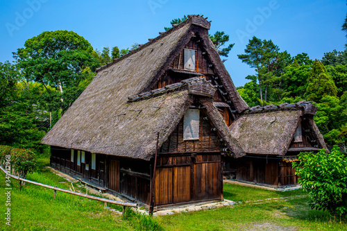 Traditional house of Japan made from wood and rice straw.