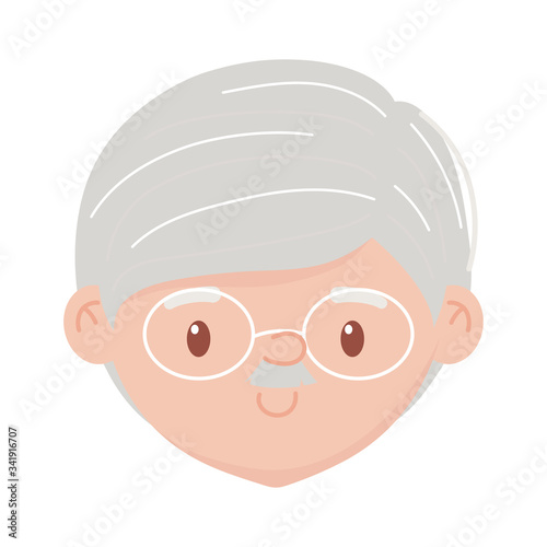 Isolated grandfather head with glasses vector design