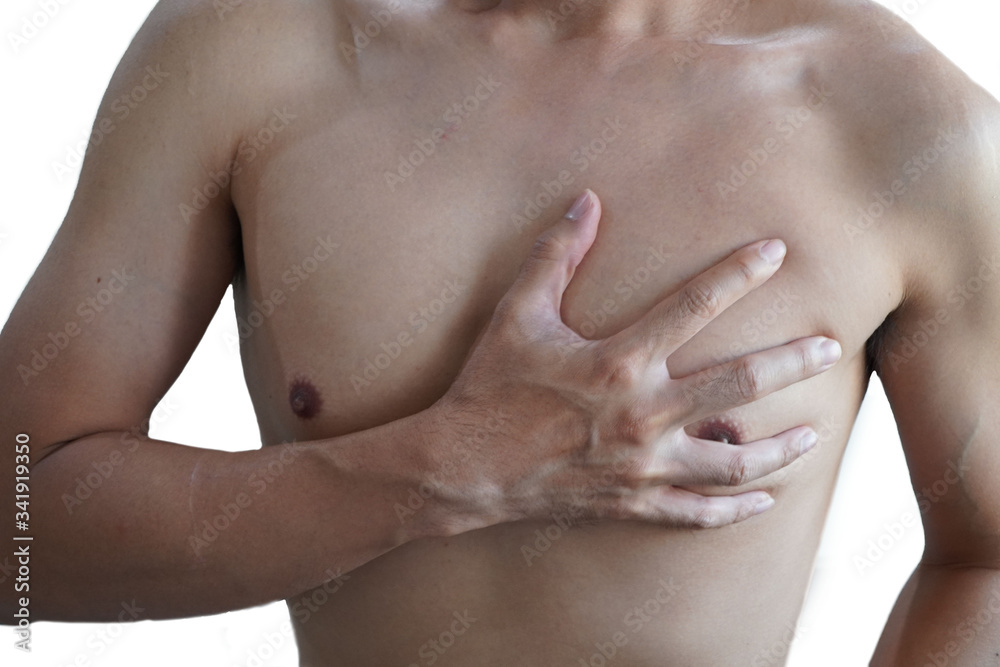 Sore lung of Asian men,concept of man with coronavirus covid-19 infection Sore lung of Asian men,concept of man with coronavirus covid-19 infection
