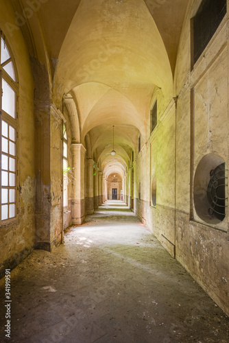 corridor of the old hospital with depth