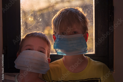 Child with safety mask from coronavirus