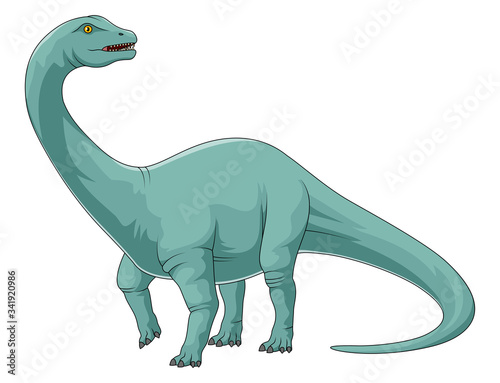 Brontosaurus the highest dino dinosaur. Cartoon character illustration